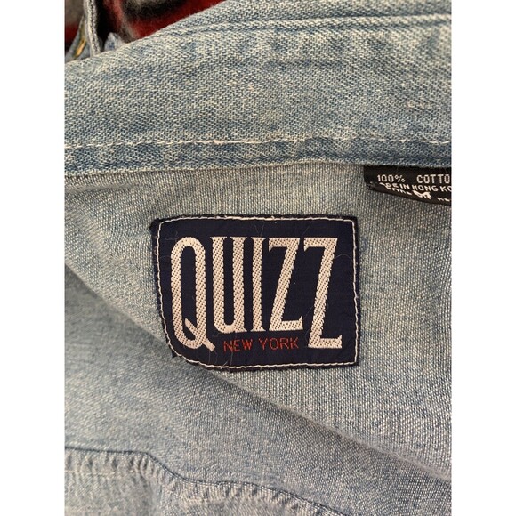 VTG Quizz NY Embroider Christmas Teddy Bear Jean Denim VTG Top Holly Polo Ralph - Picture 9 of 11